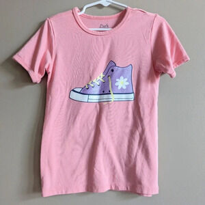 Lark Adventurewear Bamboo Purple Glitter Daisy Sneaker Pink Tee 4T EUC